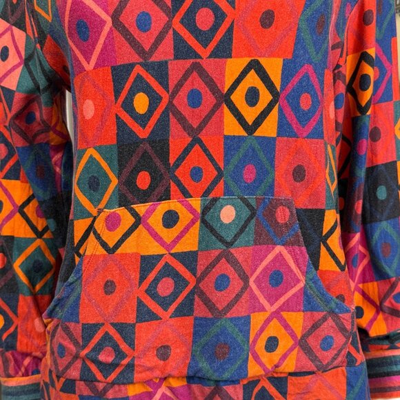 Farm Rio For Anthropologie Womens Geometric Hooded Pullover Multicolor M - Picture 4 of 7